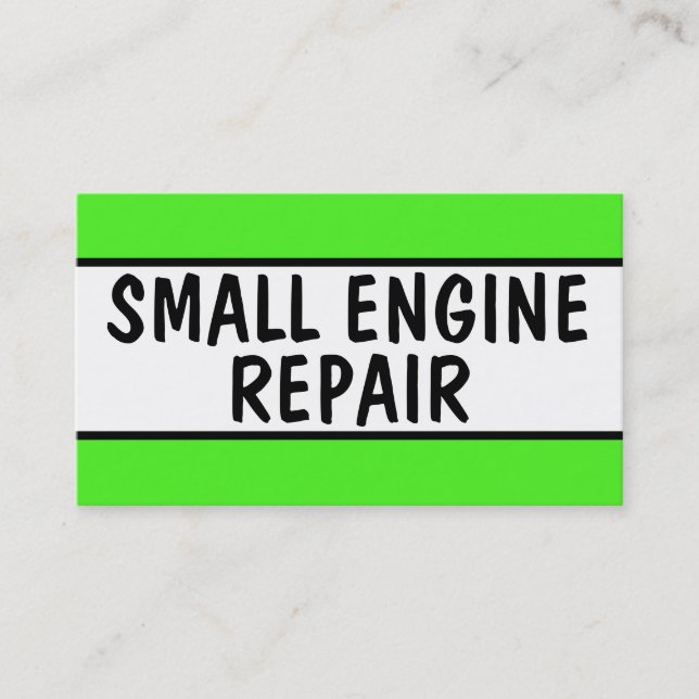 Small Engine Repair Neon Green Business Card (Front)