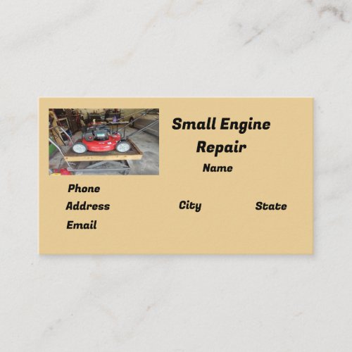 Small engine repair shop business card