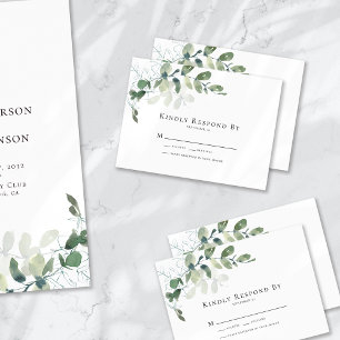 Small Eucalyptus Greenery Wedding RSVP Card