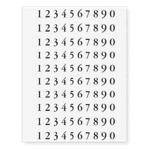 Small Face Numbers temporary tattoos
