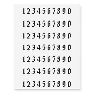 Small Face Numbers temporary tattoos