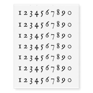 Small Face Numbers temporary tattoos