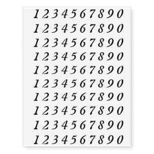 Small Face Numbers temporary tattoos