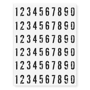 Small Face Numbers temporary tattoos