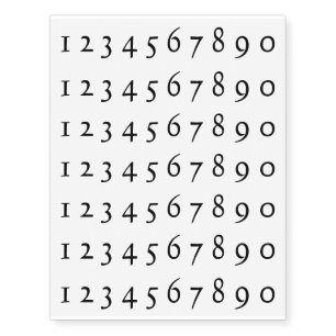 Small Face Numbers temporary tattoos