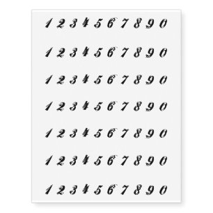 Small Face Numbers temporary tattoos