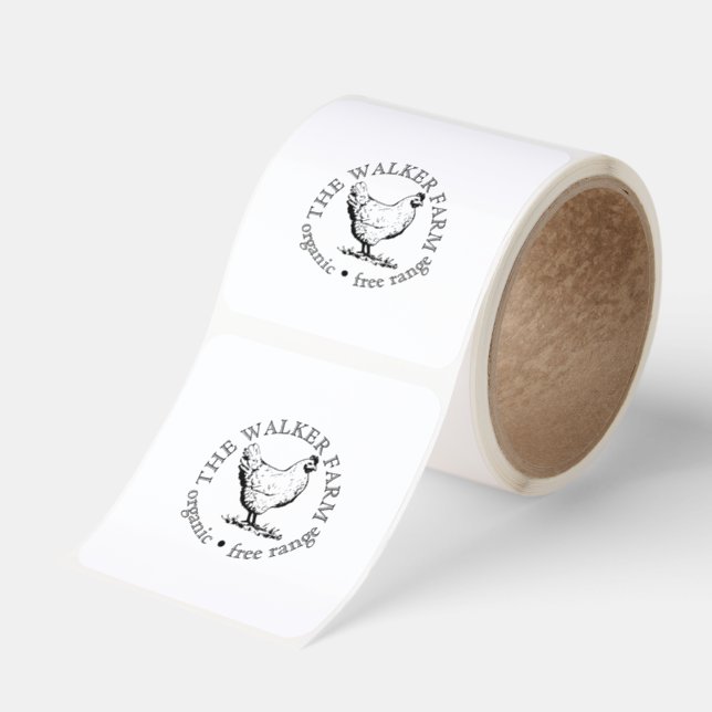 Small Farm Business Promotional Logo Square Sticker (Roll)