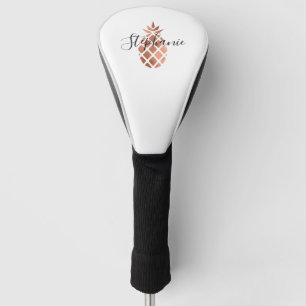Small Faux Rose Gold Foil Pineapple Personalized Golf Head Cover