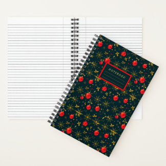 Small Festive Christmas Notebook - Red Ornaments