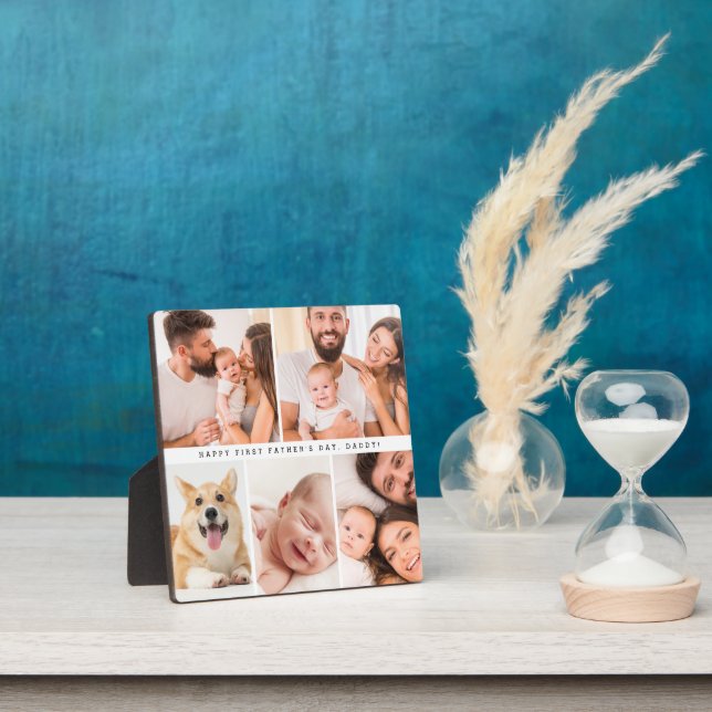 Small First father's day daddy photo collage Plaque (Insitu)