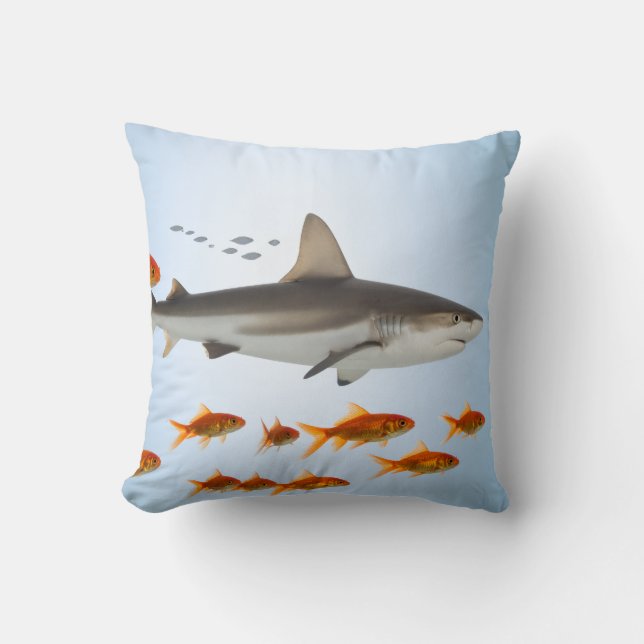 Small Fish Big Shadow Throw Pillow (Front)