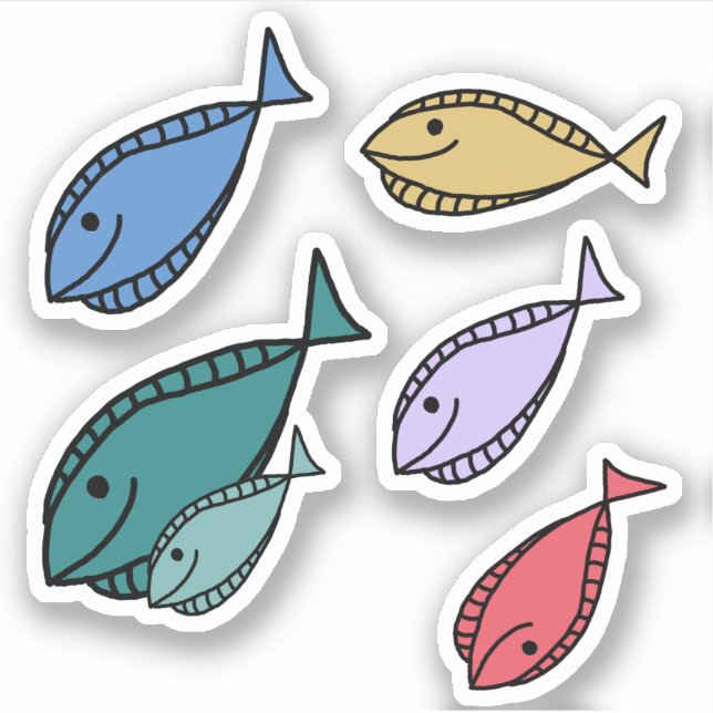 Small fishes Colorful and Fun Sticker (Front)