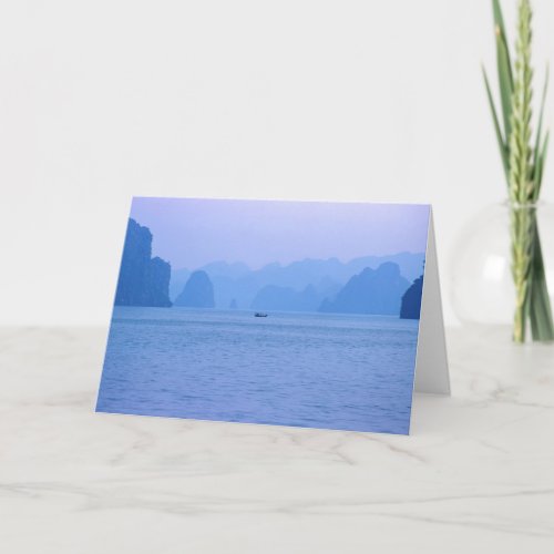 Small fishing boat in Ha Long Bay _ Vietnam Asia Card