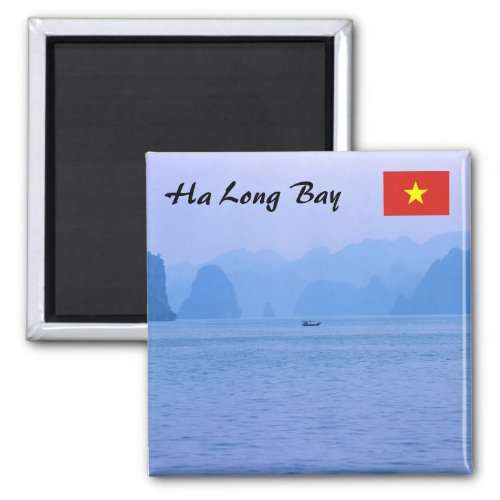 Small fishing boat in Ha Long Bay _ Vietnam Asia Magnet