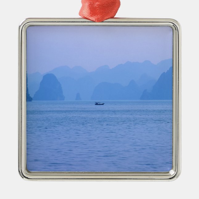 Small fishing boat in Ha Long Bay - Vietnam, Asia Metal Ornament (Front)