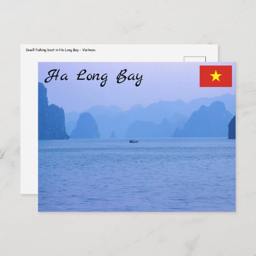 Small fishing boat in Ha Long Bay _ Vietnam Asia Postcard