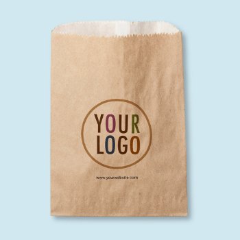 Small Flat Kraft Brown Paper Bags With Custom Logo by MISOOK at Zazzle