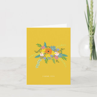 Small Flat Thank You Card - Yellow Botanical