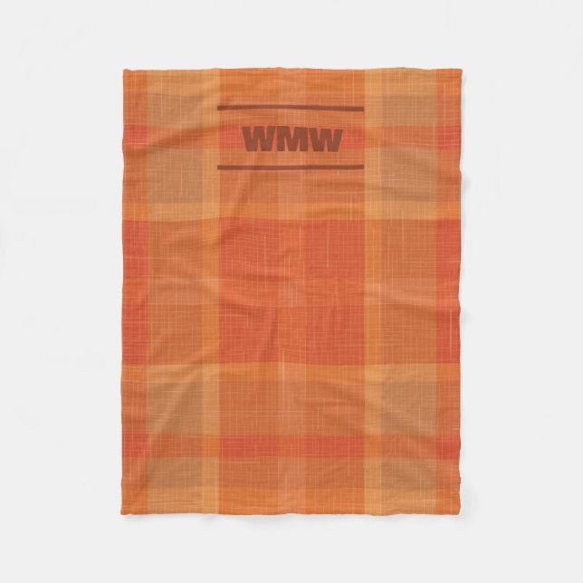 Small Fleece Plaid Blanket with Monogram (Front)