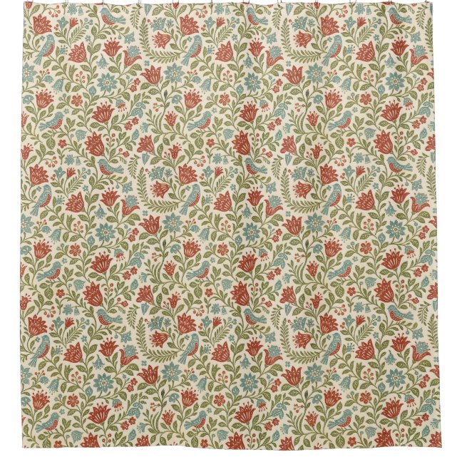Small Floral Botanical Shower Curtain