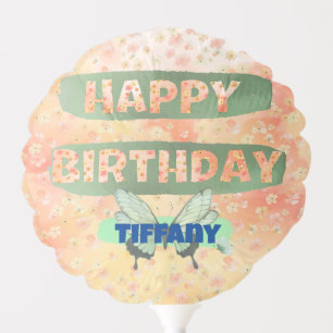 Small Flower and Butterfly Birthday Balloon