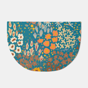 Small flower doodle, colorful floral pattern. doormat
