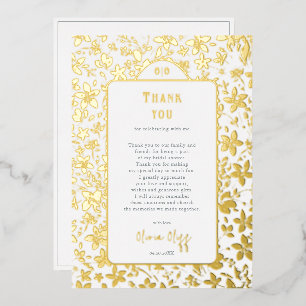 Small Flowers Bridal Shower Thank You Foil Card