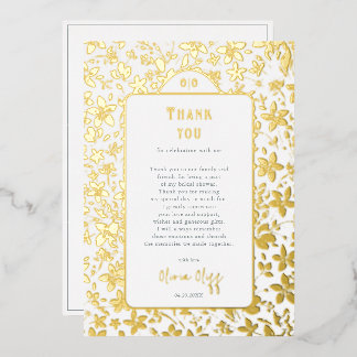 Small Flowers Bridal Shower Thank You Foil Card