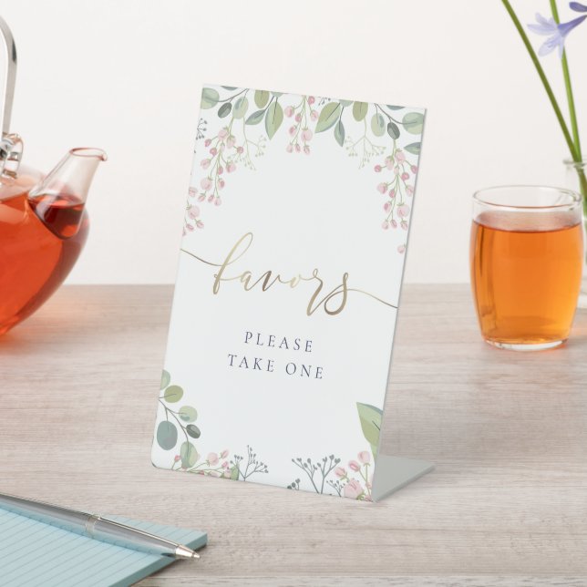 small flowers favors pedestal sign (In SItu)