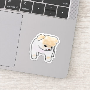 Small Fluffy Puppy Looking Down Gift Sticker