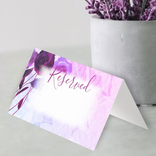 Small Folded Violet Plum Roses Folded Wedding Business Card
