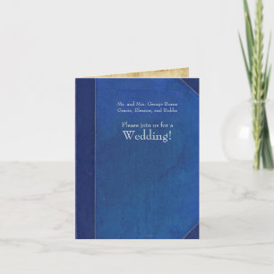 Small Folding Vintage Blue Book Wedding Invitation