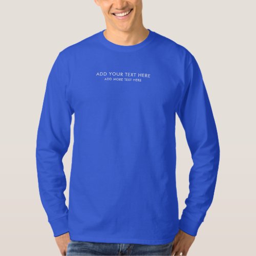 Small Font Blue Custom Mens Modern Long Sleeve T_Shirt