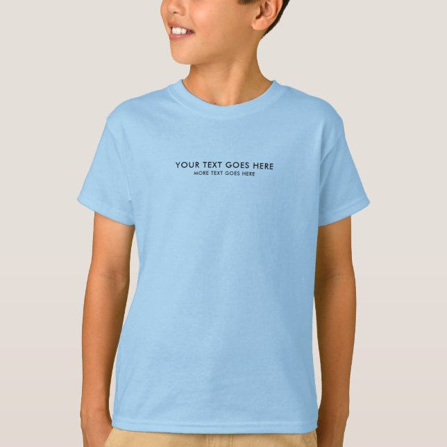 Small Font Template Kids Boys Modern Light Blue T-Shirt (Front)