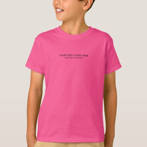 Small Font Text Name Template Kids Boys Wow Pink T_Shirt