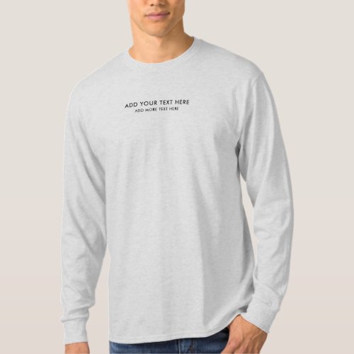 Small Font Text Template Mens Long Sleeve Ash Grey T_Shirt