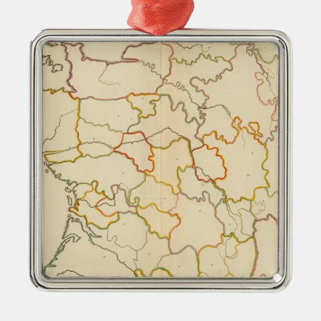 Small French Rivers Outline Metal Ornament (Front)