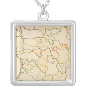 Small French Rivers Outline Silver Plated Necklace