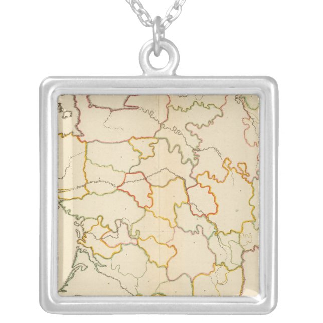 Small French Rivers Outline Silver Plated Necklace (Front)