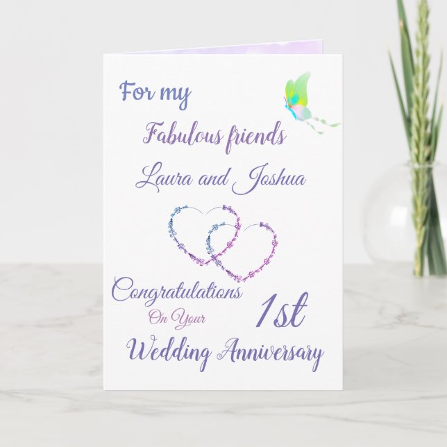 Small Friends 1st Anniversary design greeting Card (Front)