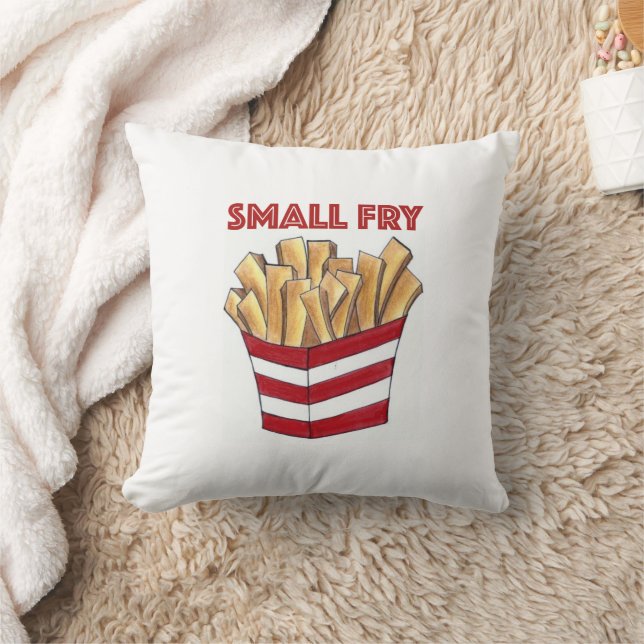 SMALL FRY Fast Food French Fries Foodie Throw Pillow (Blanket)
