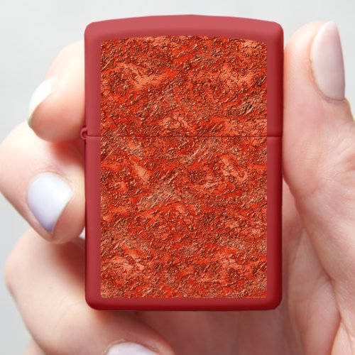 Small furrow texture on cardinal red to copper thr zippo lighter