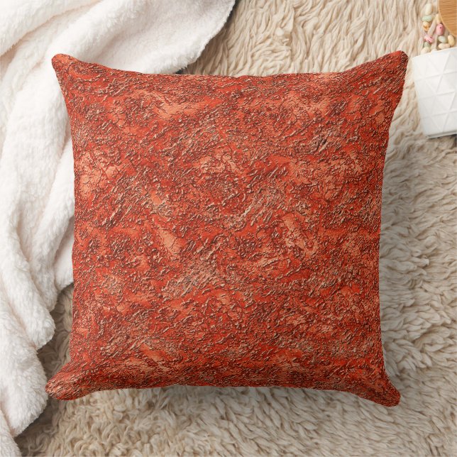 Small furrow texture on cardinal red to copper throw pillow (Blanket)
