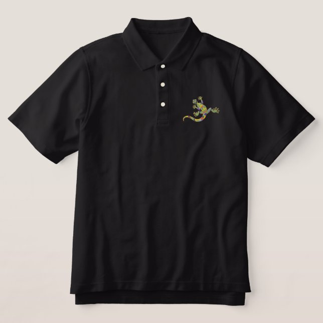 Small Gecko Embroidered Polo Shirt (Design Front)