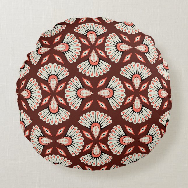 Small Geometric Motifs: Decoration Textile Pattern Round Pillow (Front)