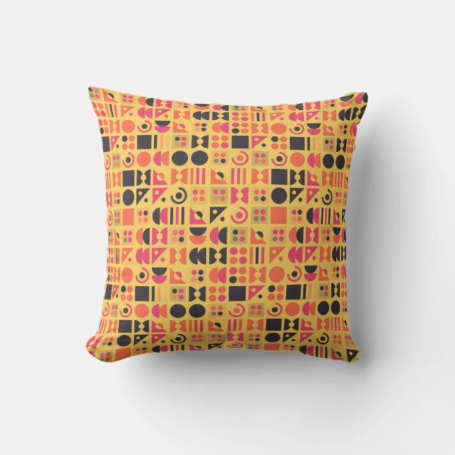 Small Geometric Pattern on Yellow Throw Pillow (Front)