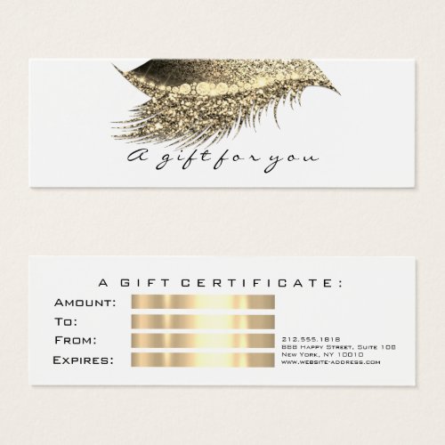 Small Gift Certificate Glitter Lash Gold  White