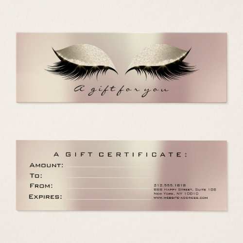 Small Gift Certificate Glitter Lash Ivory Rose Eye