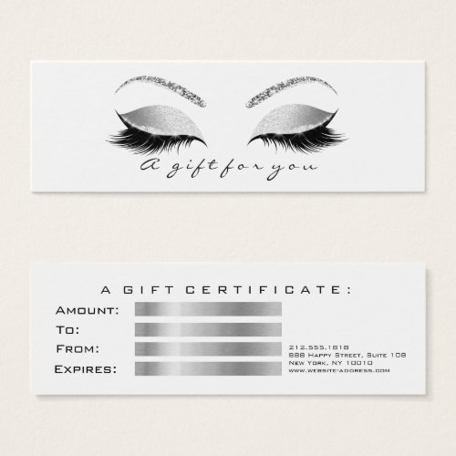 Small Gift Certificate Gray White Lashes Makeup