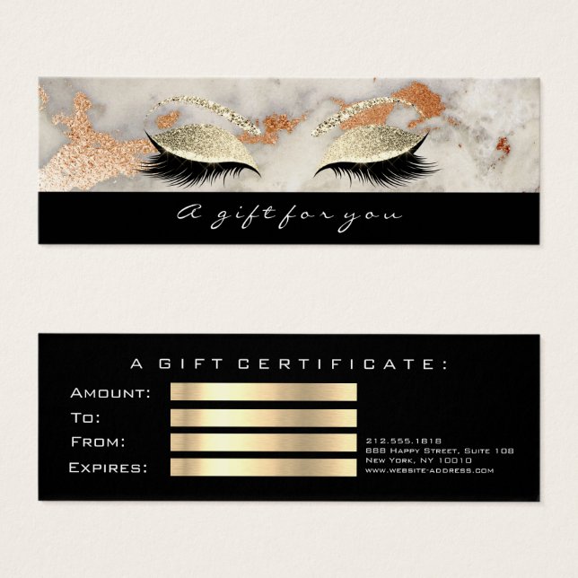 Small Gift Certificate Marble Black  Lash Makeup (Front & Back)